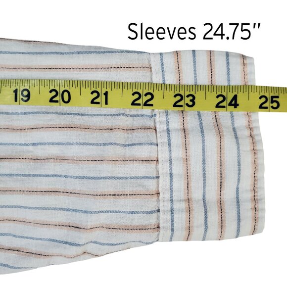 Old Navy Regular Fit Everyday Linen Blend Striped Shirt Size L - Picture 16 of 16